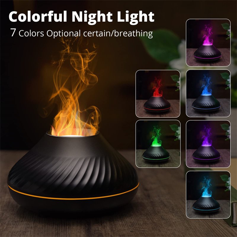 3b14aec2-c01e-4c58-b20d-4892de992400.jpg New Volcanic Flame Aroma Diffuser Essential Oil Lamp 130ml USB Portable Air Humidifier With Color Night Light Mist Maker Fogger LED Light - Image 5