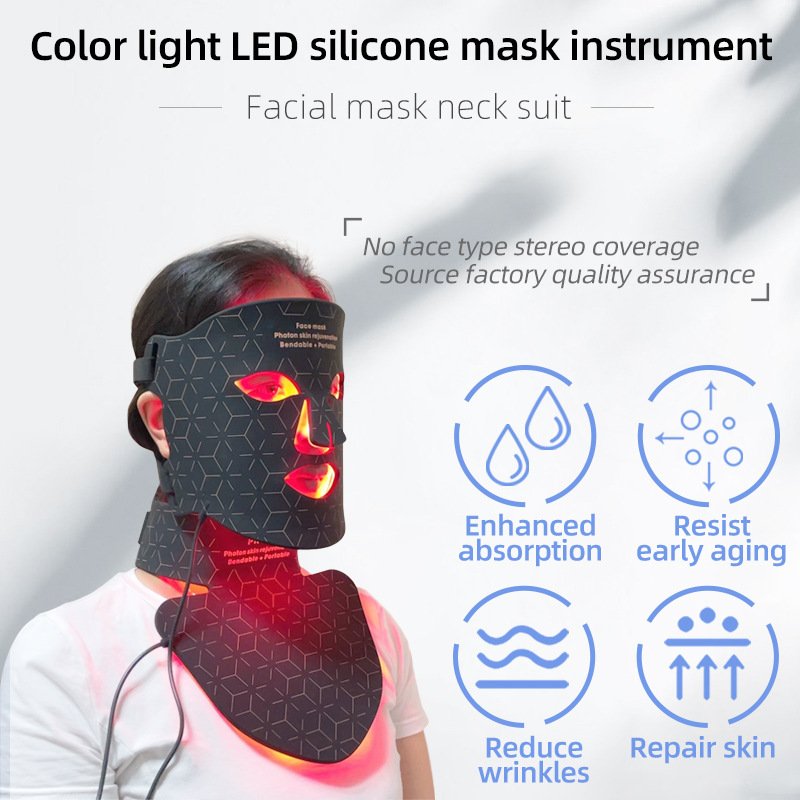 57ded20c-5d0b-412d-95c7-fe1dd5b3c5cd.jpg LED Silicone Mask Facial Neck Red Blue Light Household Skin Rejuvenation Mask