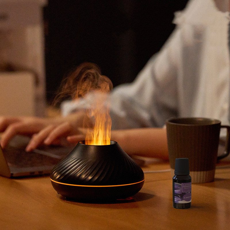 8bd093d8-d171-4b4a-a6a5-97220a577413.jpg New Volcanic Flame Aroma Diffuser Essential Oil Lamp 130ml USB Portable Air Humidifier With Color Night Light Mist Maker Fogger LED Light - Image 4
