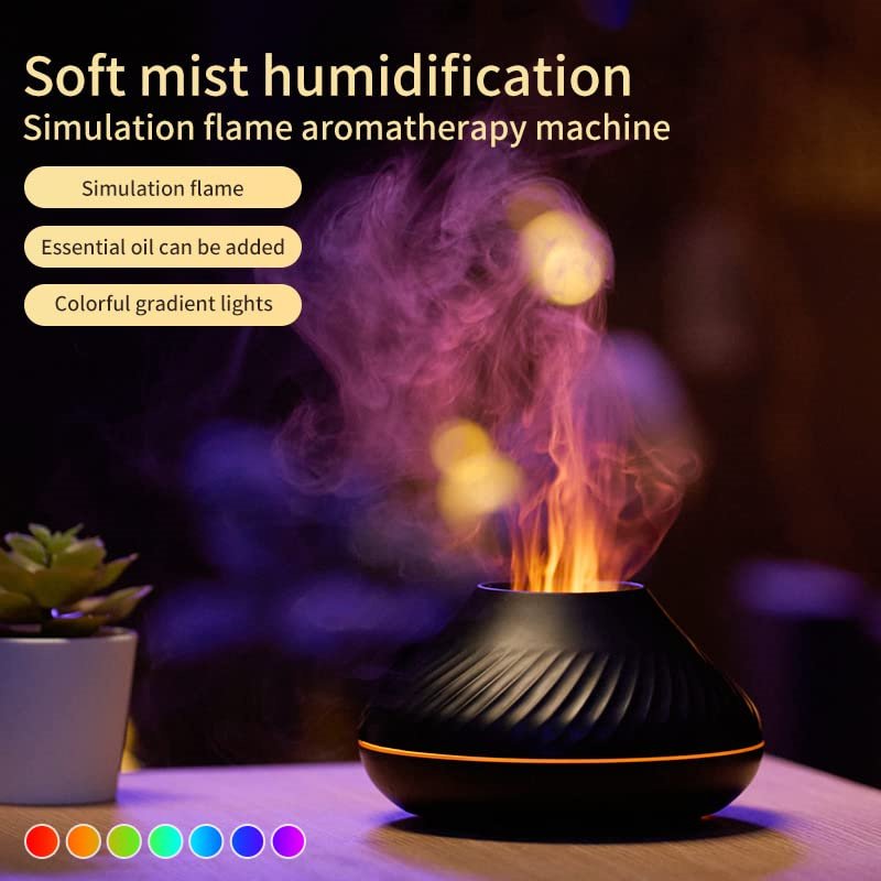a3b8dede-aee0-42f5-8934-bc9a56f6540b.jpg New Volcanic Flame Aroma Diffuser Essential Oil Lamp 130ml USB Portable Air Humidifier With Color Night Light Mist Maker Fogger LED Light - Image 8
