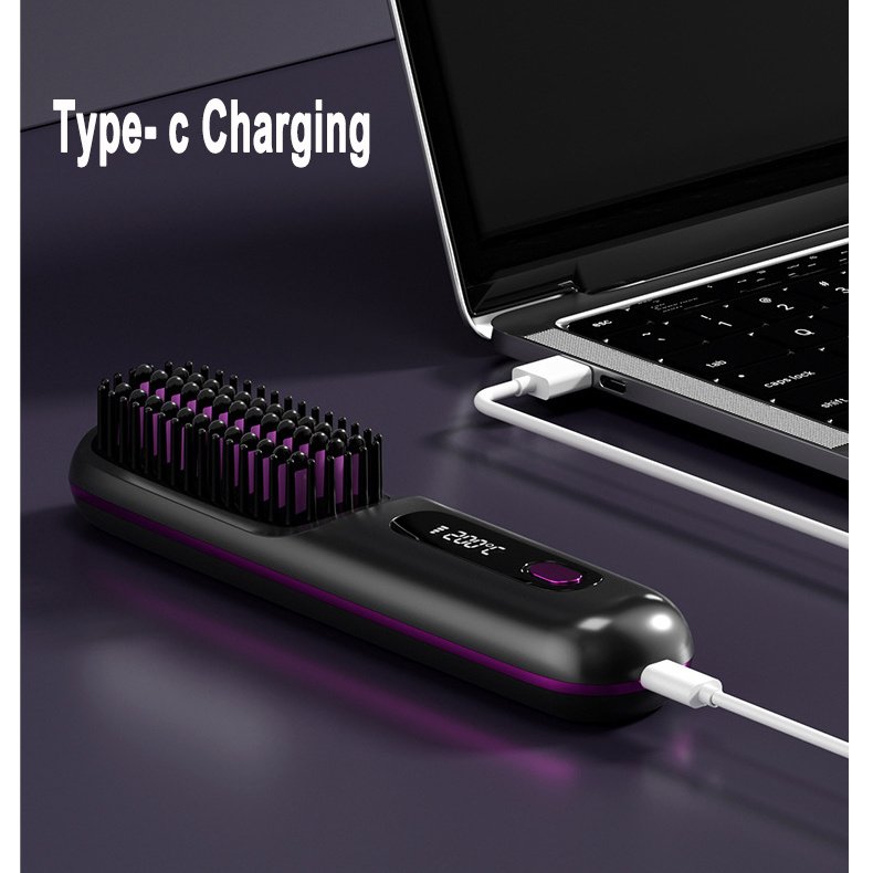 6217976b-5604-473b-8e39-2376284543b7.jpg 2 In 1 Straight Hair Comb Wireless Hair Straightener Brush Hair Fast Heating Portable Hot Curler USB Charging - Image 6