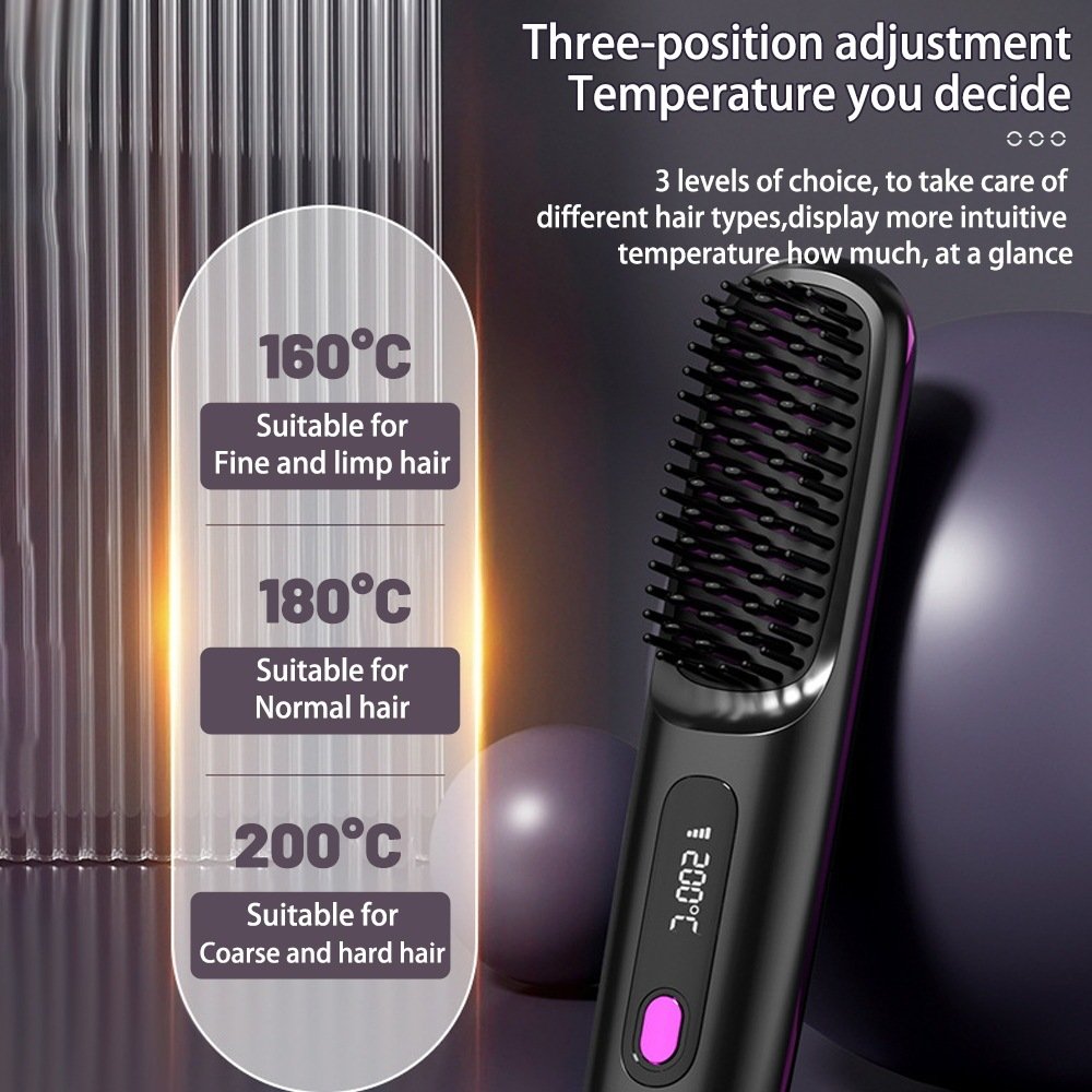 f0425057-8c54-4e90-b01d-14109d9f00ac.jpg 2 In 1 Straight Hair Comb Wireless Hair Straightener Brush Hair Fast Heating Portable Hot Curler USB Charging - Image 3